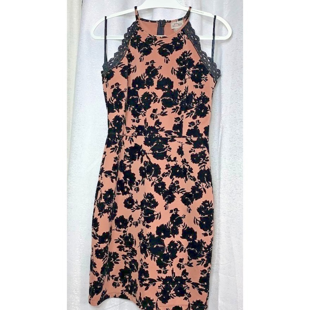 Sweet Storm Black Velvet Burnout Rose Azalea Pink  Black Large Dress Juniors EUC